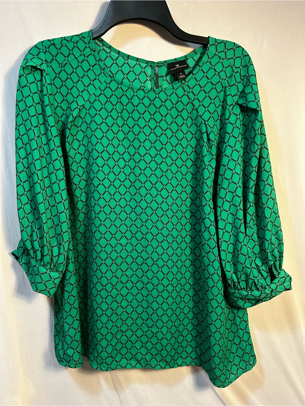 Green Geometric Print Women's Blouse Dress